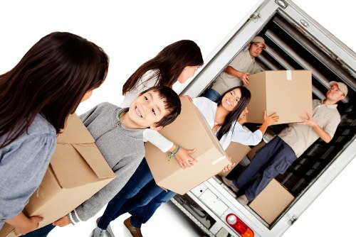 Moving van and boxes prepared for a local removals job in Lambeth
