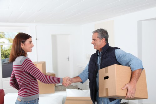Packed furniture and boxes ready for short-term storage